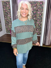 Load image into Gallery viewer, VINTAGE OLIVE  Ribbed and Animal Top
