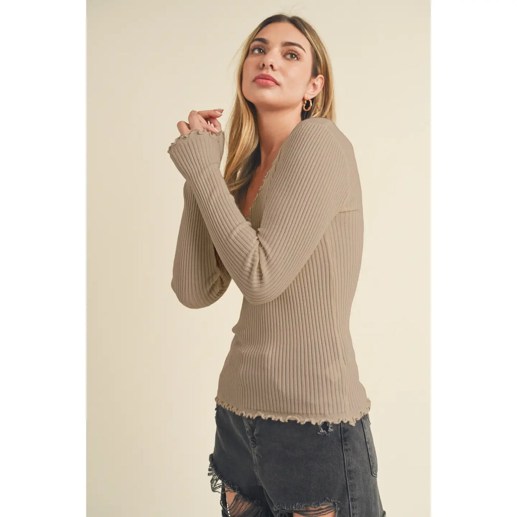 Latte Knit Sweater Top