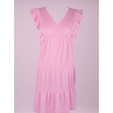 Load image into Gallery viewer, PINK RIBBED RIFFLE DRESS
