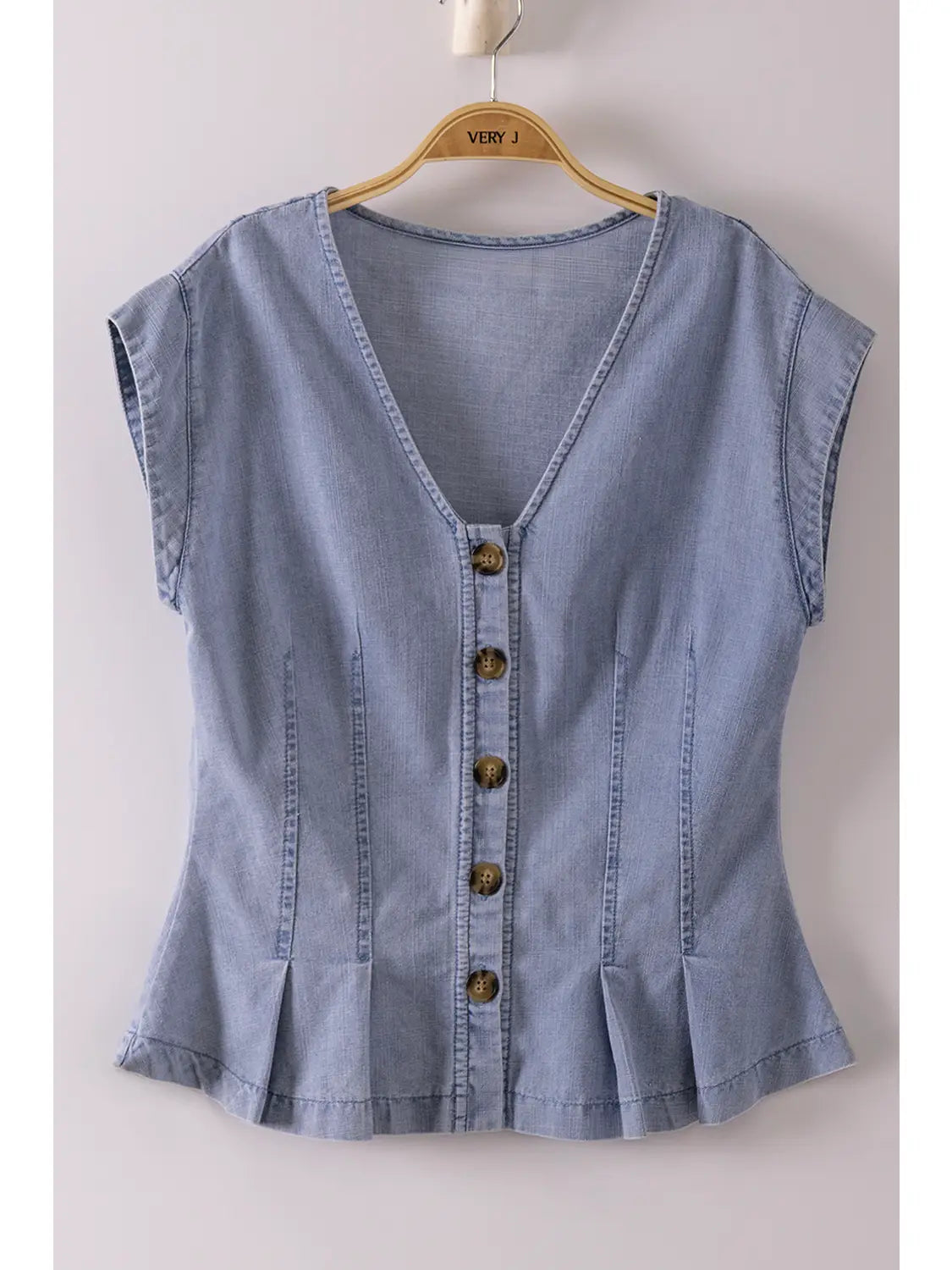 Indigo Pleated Washed Denim Vest