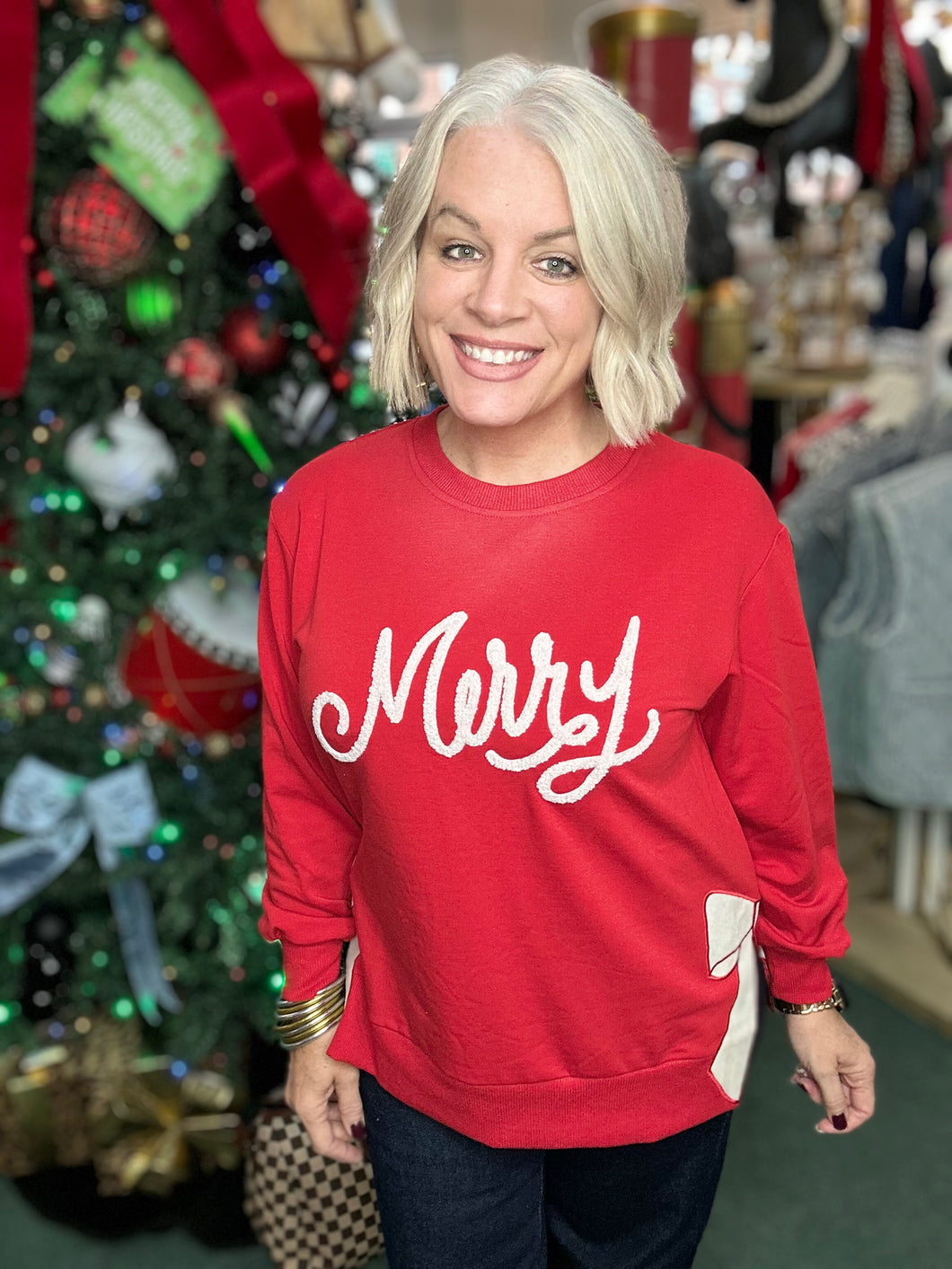 Sweatshirt | Merry Bow IN RED