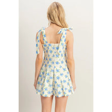 Load image into Gallery viewer, JUNIORS Floral Self-Tie Shoulder Straps Romper
