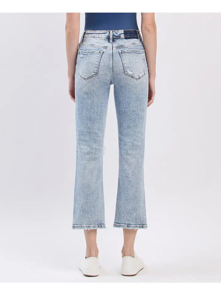 Vervet High Rise Crop Distressed Detail Straight Jeans