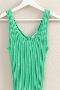 JUNIORS V-Neck Sleeveless Knit TANK  Top IN BLACK OR GREEN