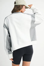Load image into Gallery viewer, Colorblock Terry Pullover TOP IN WHITE AND GREY
