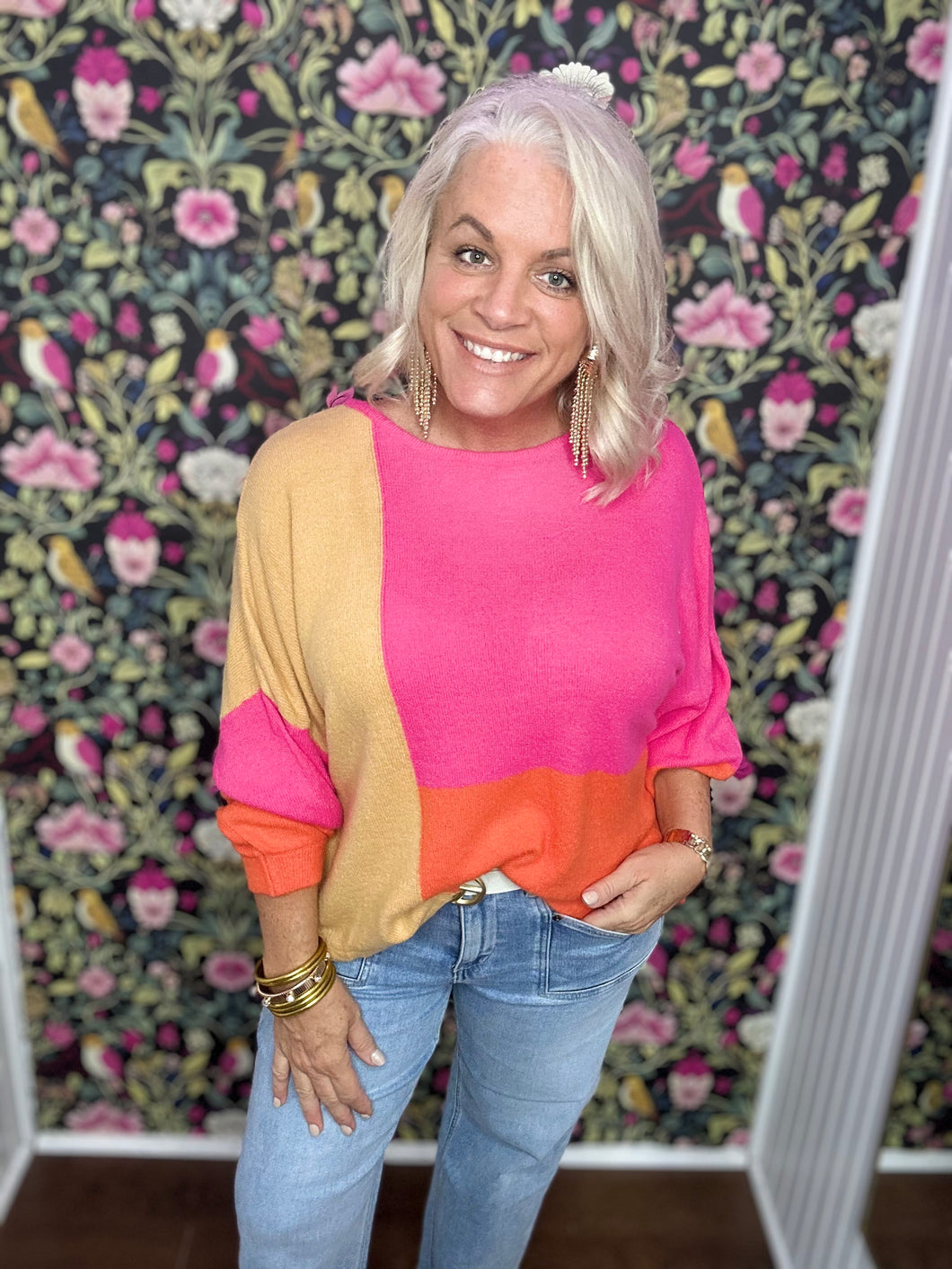 LONG Sleeve Pullover Color Block Sweater
