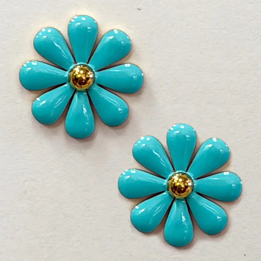 Turquoise Stud Flower Earrings
