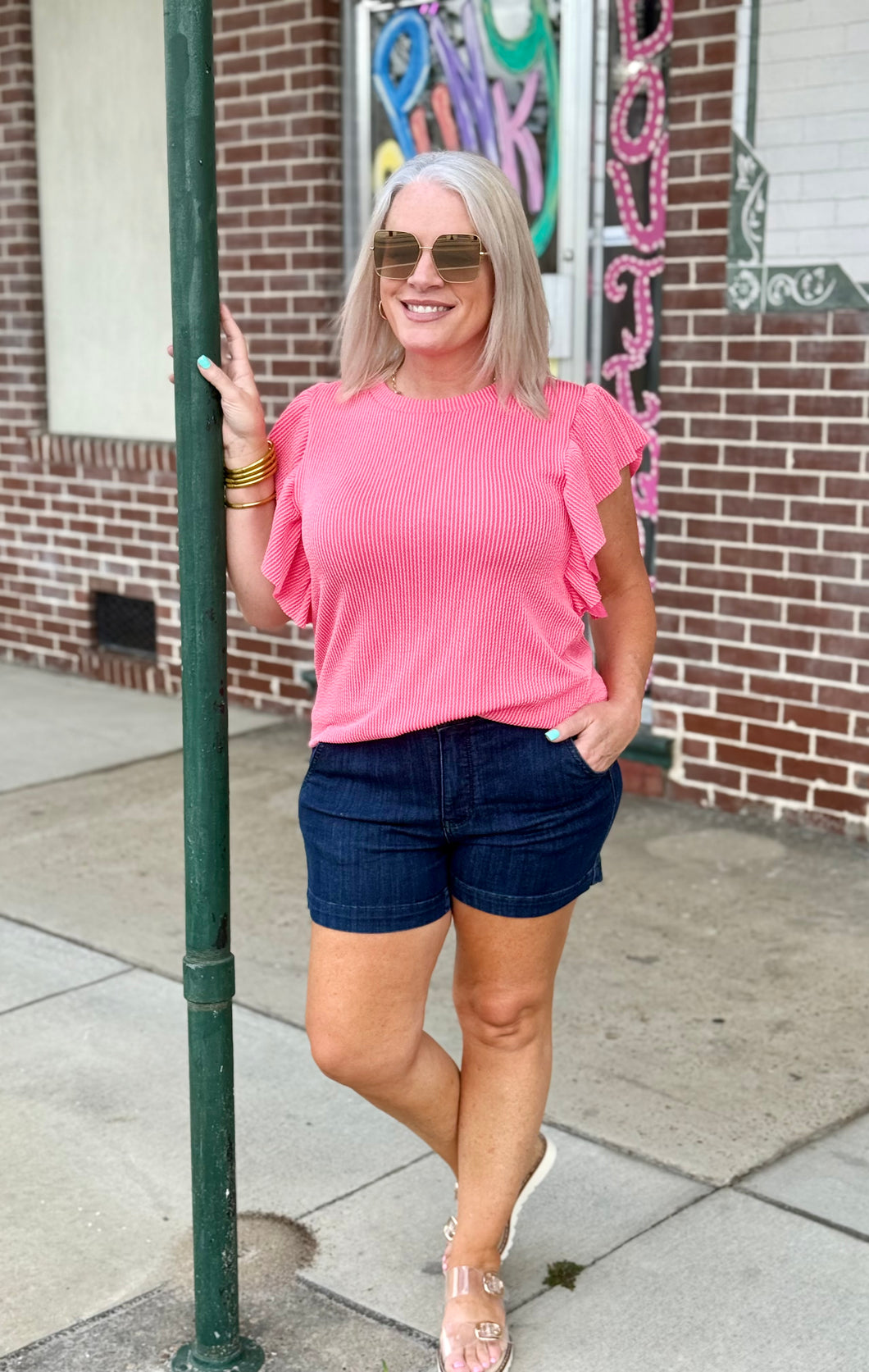 HW Denim Trouser Shorts by Judy Blue