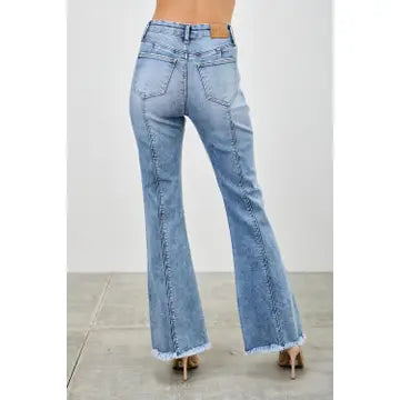 Saige High  Rise Boot Cut with Seam Detail Jeans