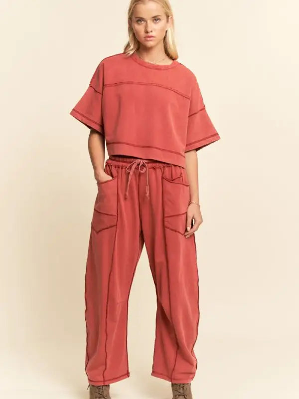 Wine wasted Barrel Pants Set