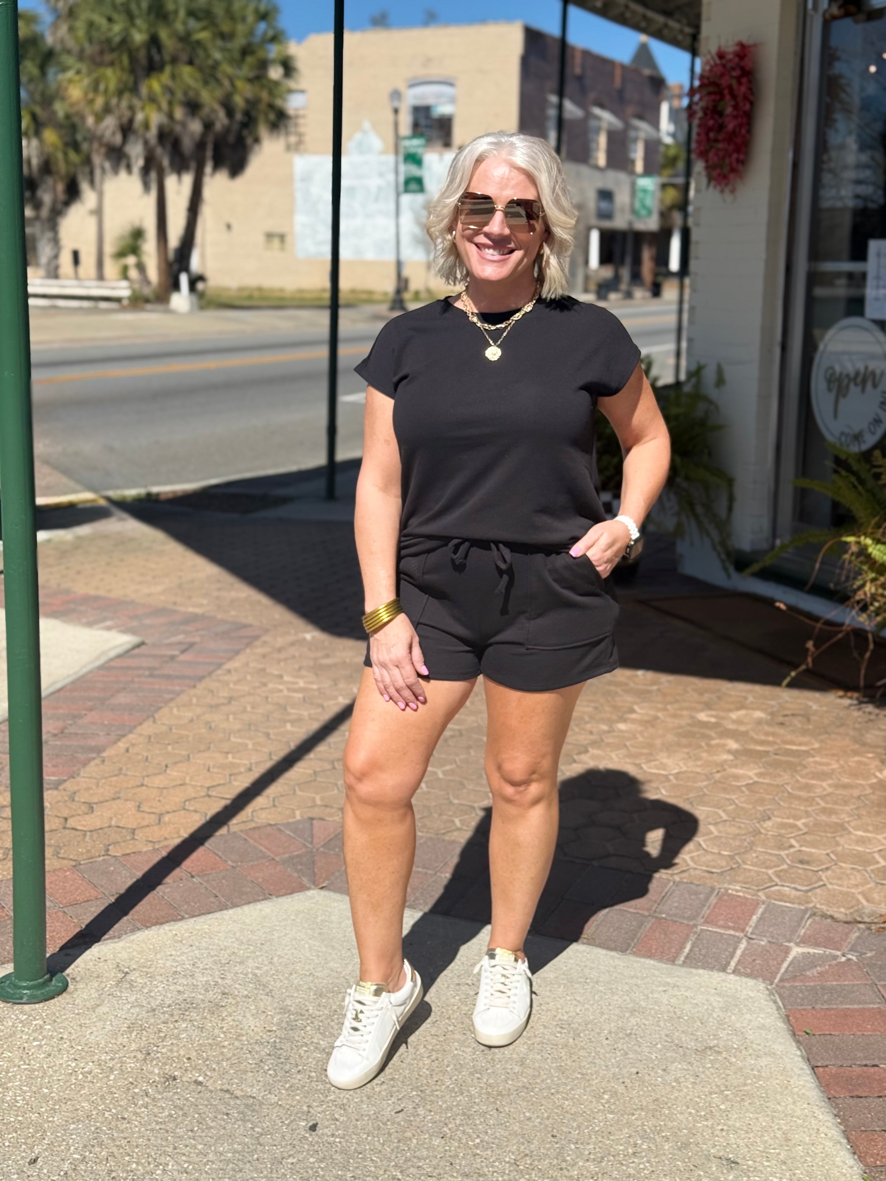 Offset French Terry Core Comfort Set in Black