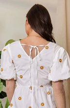 Load image into Gallery viewer, DAISY FLORAL EMBROIDERED TIERED ROMPER in DENIM BLUE
