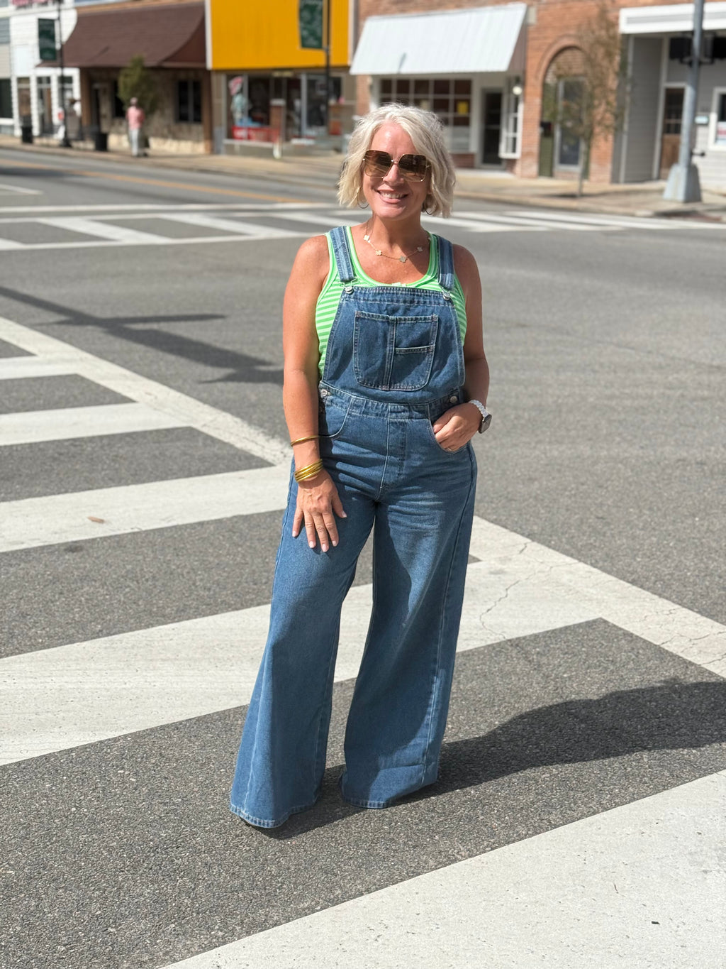 Denim Wide-Leg Overalls