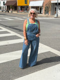 Denim Wide-Leg Overalls