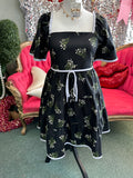 Clearance BLACK FLORAL MINI DRESS
