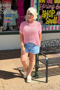 Light Denim  Distressed Hem Patch Pocket Shorts