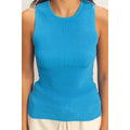 Blue Ribbed Knit Tank Top