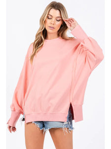 Oversized Slit Detailed LONG SLEEVE TOP
