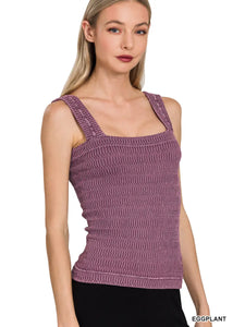 EGGPLANT Seamless Winkle Stone Washed Tank Top