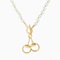 Pearl Beaded Double Horsebit Toggle Necklace