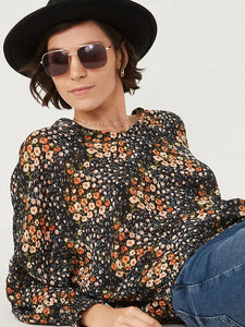 Smocked Cuff Floral Dolman Top