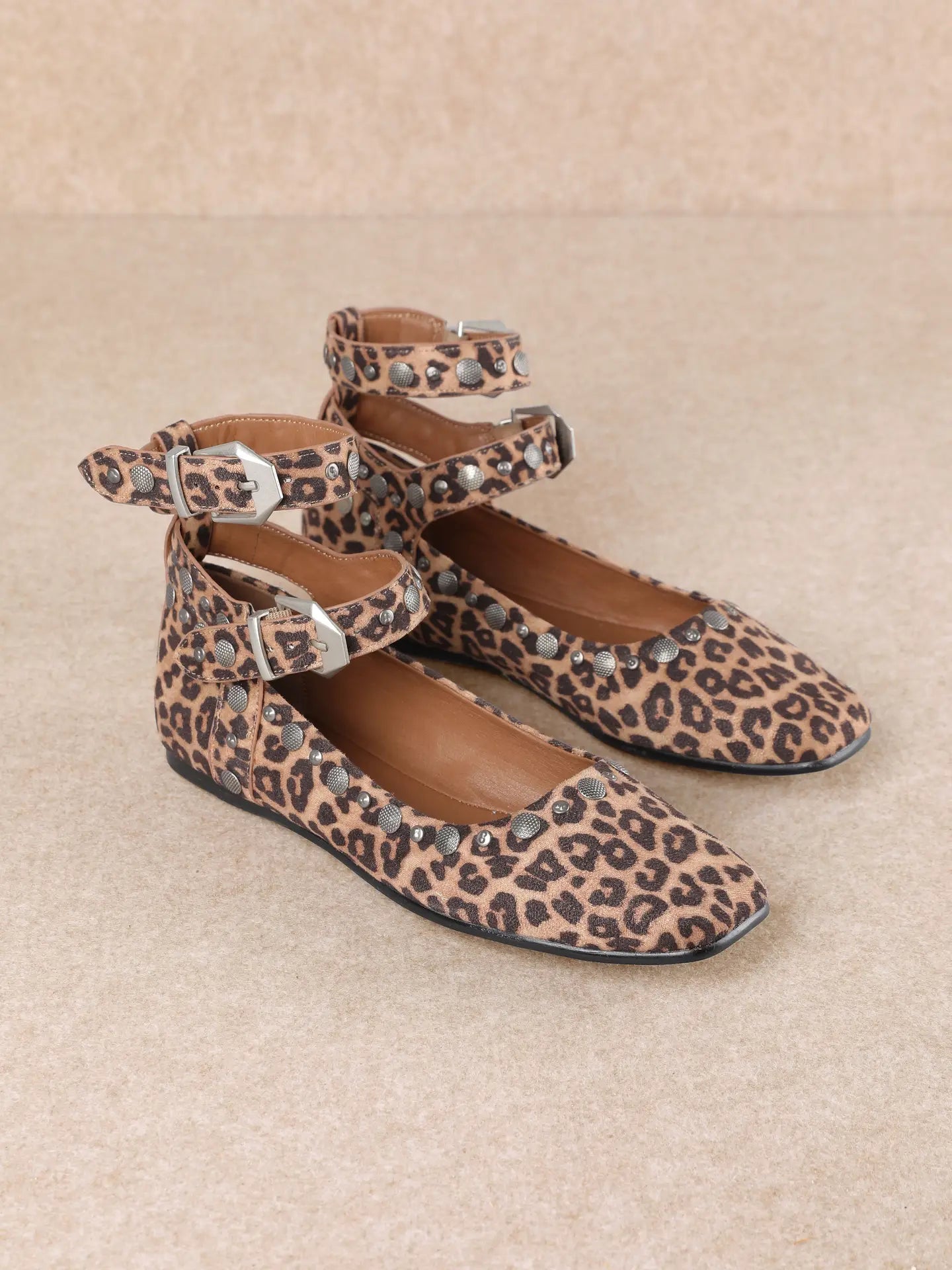 Rock and Roam Leopard Buckle Flats