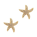 Sealife Rhinestone and Gold Starfish Stud .5" Earring
