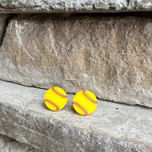 Softball Acrylic Stud Earrings, Sports Earrings