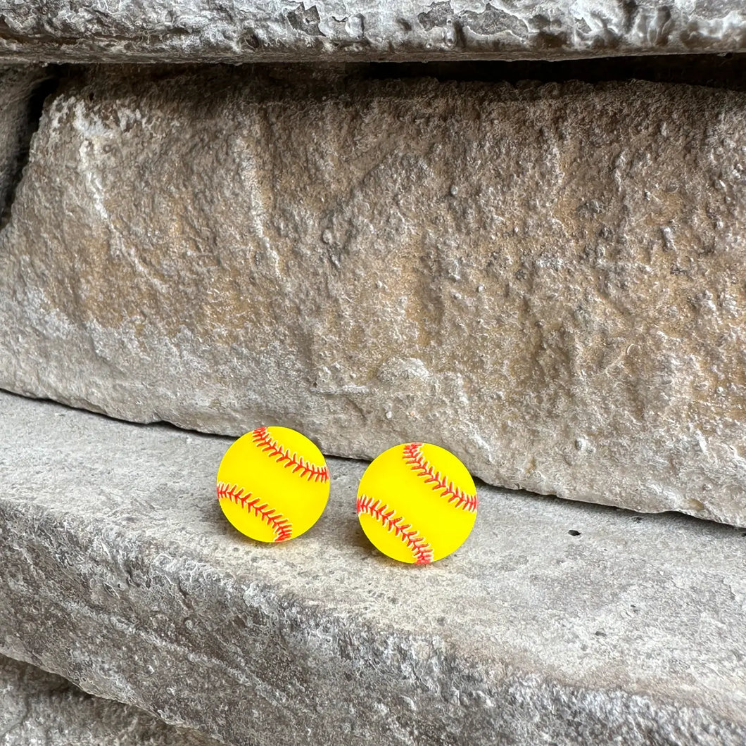 Softball Acrylic Stud Earrings, Sports Earrings