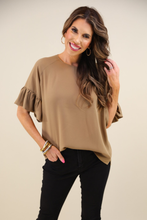Load image into Gallery viewer, Latte Ruffle Sleeve Top
