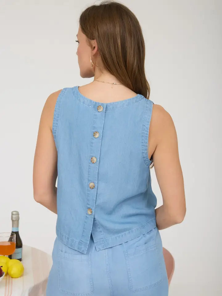 Back Button Chambray Set (Available Small-3X)