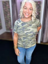 Load image into Gallery viewer, Camo Print Top with Ruched

