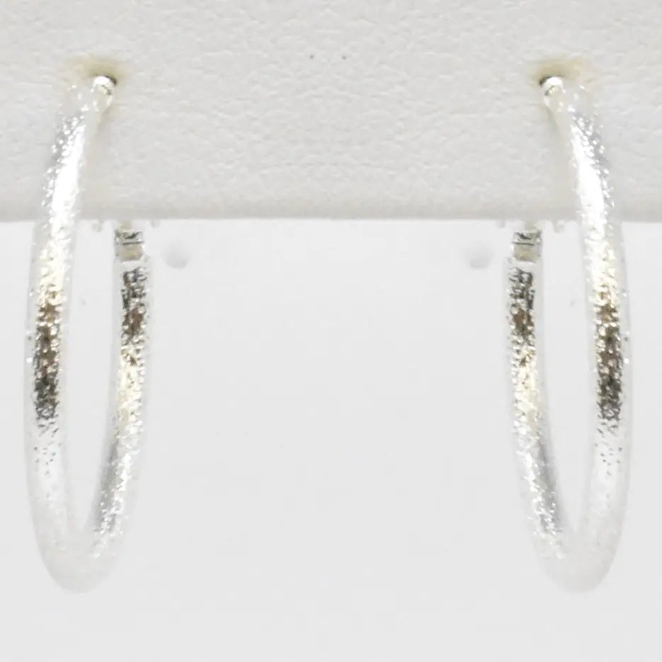 Textured Silver 1" Hoop Earrings