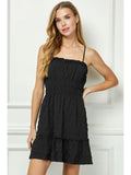 Black Crinkle Flounce Hem Skater Dress