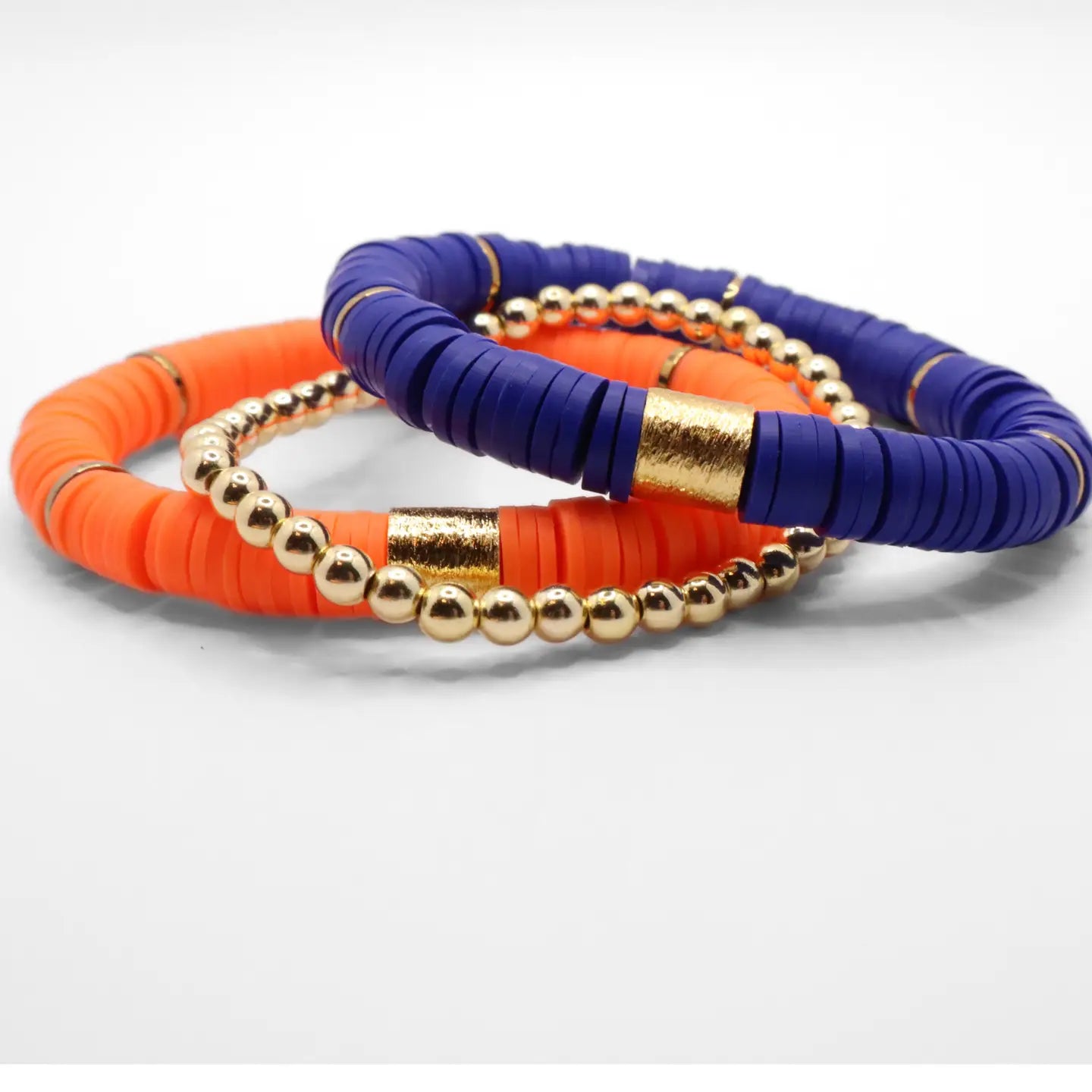Blue and Orange Game Day Bracelet Stack