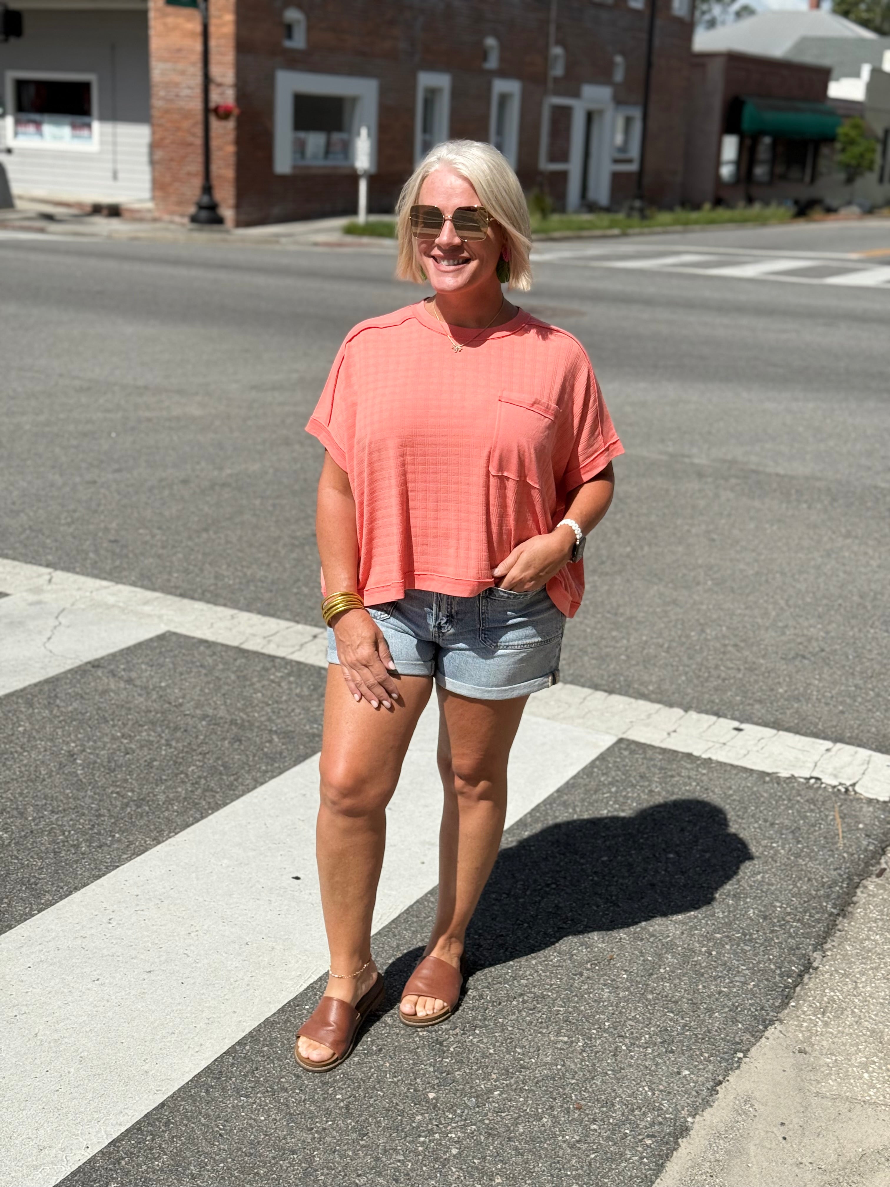 Coral Dolman Sleeve Textured Knit Casual Top