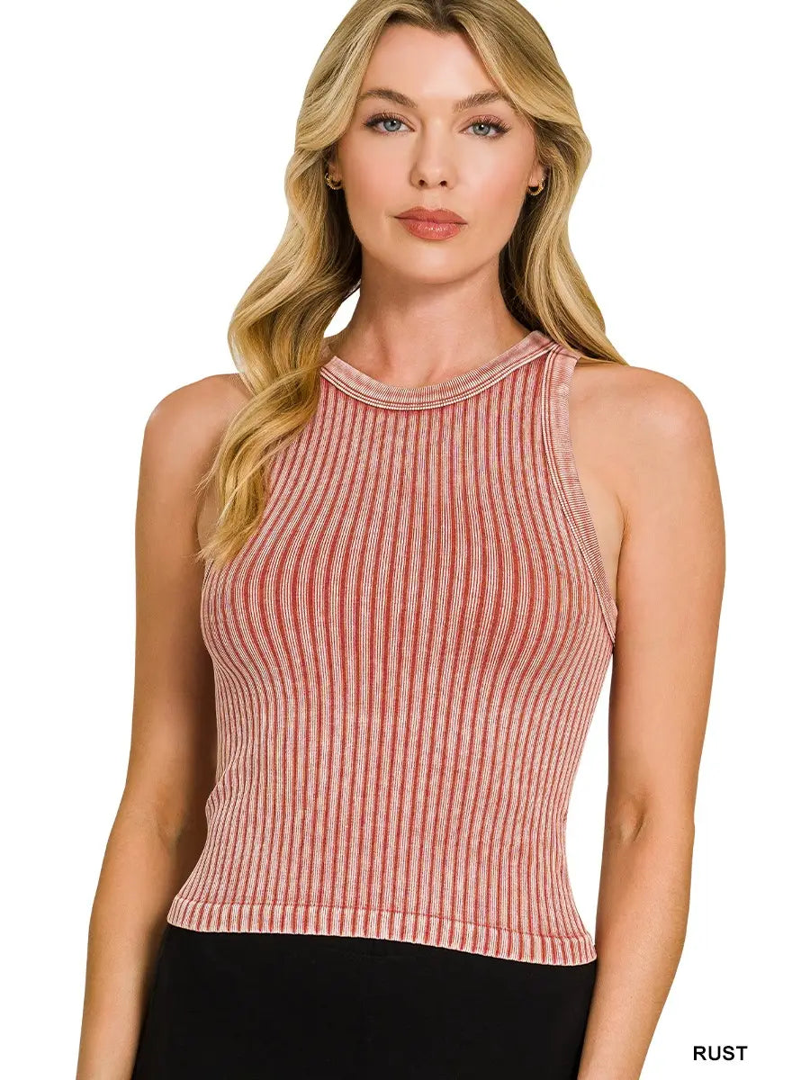 Rust washed ribbed tank
