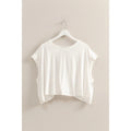 White Open Back Boxy Crew Neck Top
