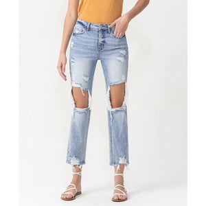 High Rise Crop Straight Jeans