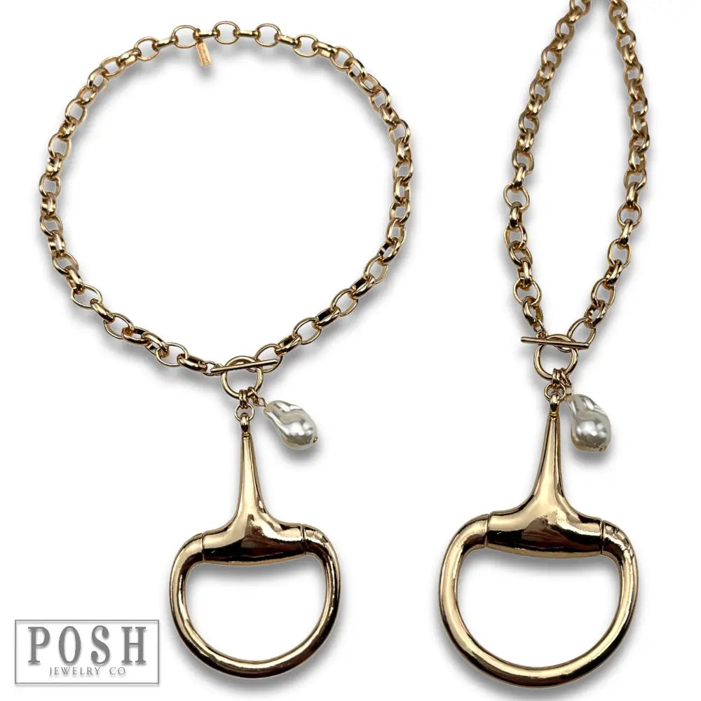 Large Equestrian Horse Bit Charm Necklace