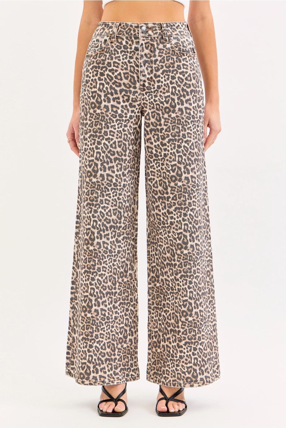 Cello Leopard High Rise Wide Leg Jeans