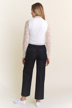 Load image into Gallery viewer, PLUS WHITE Long Sleeve Ribbon Shaped Mock Neck Lace Top
