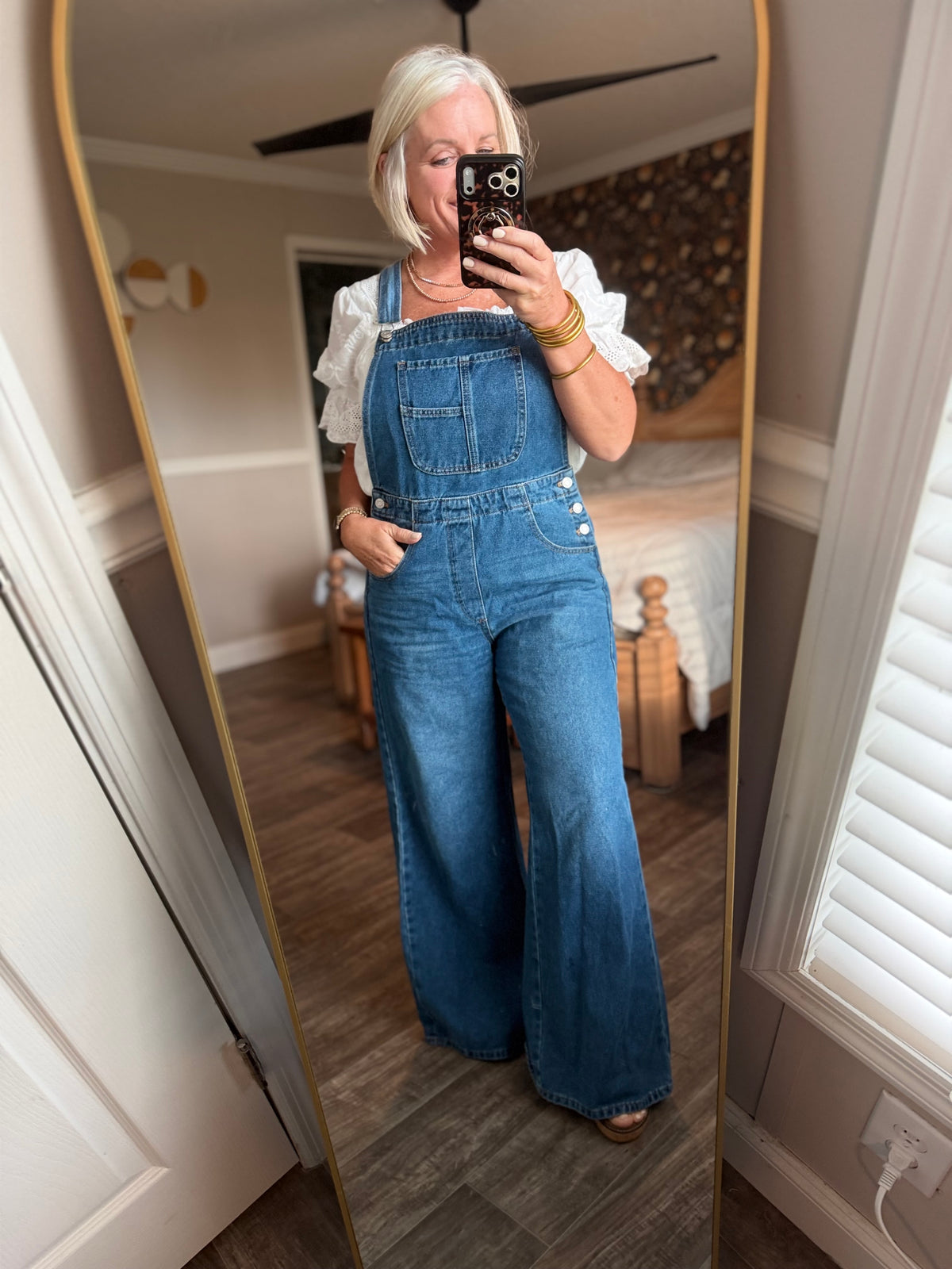 Denim Wide-Leg Overalls