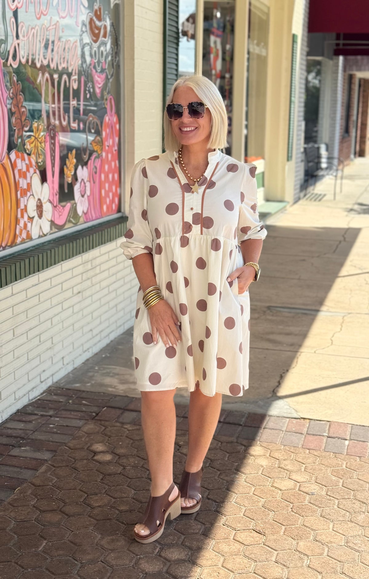 Simply Southern Willow Cream Polka Dot Mini Dress
