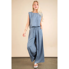 Load image into Gallery viewer, Linen blend pants set in olive and blue
