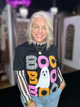 Load image into Gallery viewer, Black N White Striped Mesh Top
