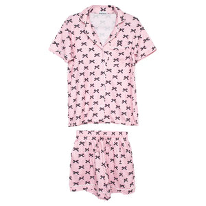 Black & Pink Mini Coquette Bows Loungewear Set