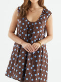 Brown Polka Dot Sleeveless A-Line Dress