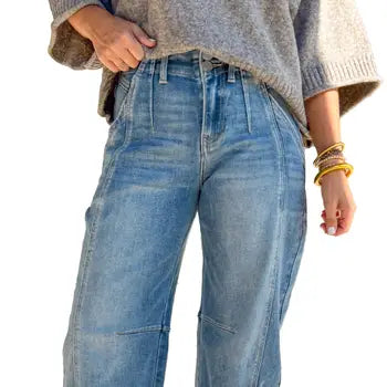 Medium Wash Barrel Jeans