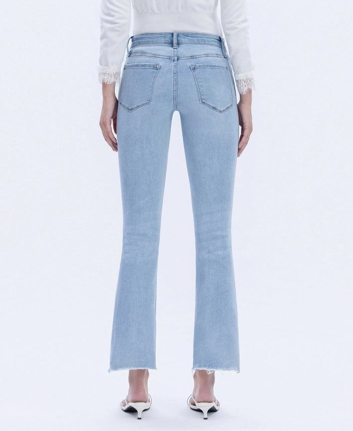 Vervet High Rise Raw Step Hem Crop Flare Jeans